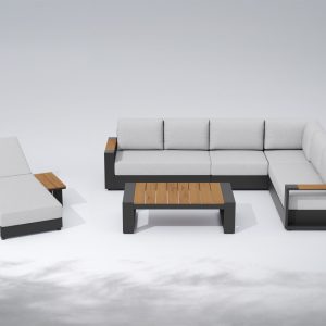 Modular Outdoor Sectional Sofa Set with Sun Lounger