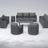 Aluminum Rope Outdoor Seating Set with Swivel Chairs and Tables