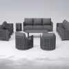 Aluminum Rope Outdoor Seating Set with Swivel Chairs and Tables