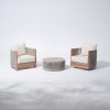 3 Piece Rope Rattan Outdoor Set with Swivel Chair Table