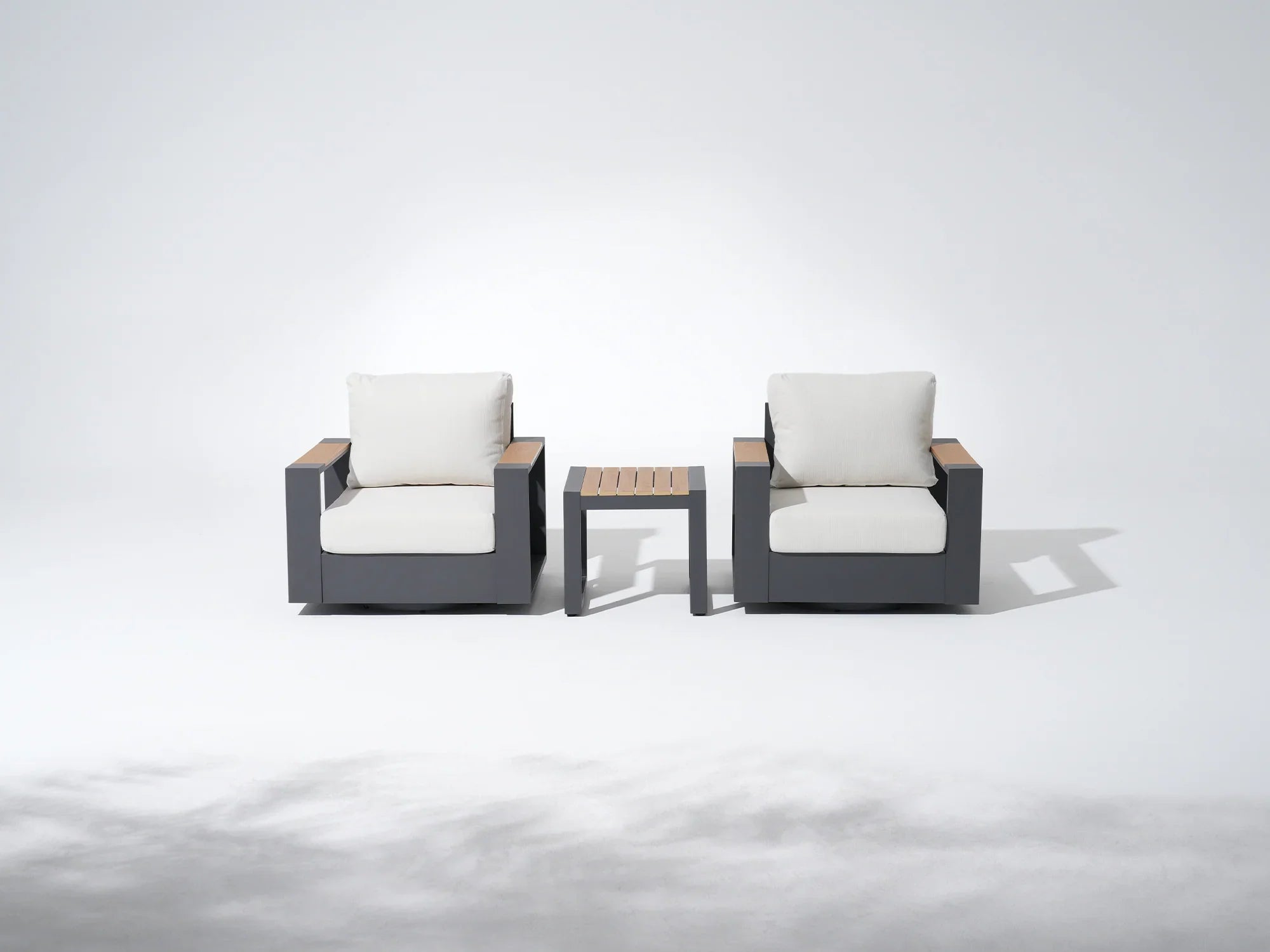 3 Piece Outdoor Swivel Chair Set with Side Table Wide Armrests - Image 4
