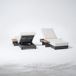 Aluminum outdoor chaise lounge adjustable backrest olefin cushion