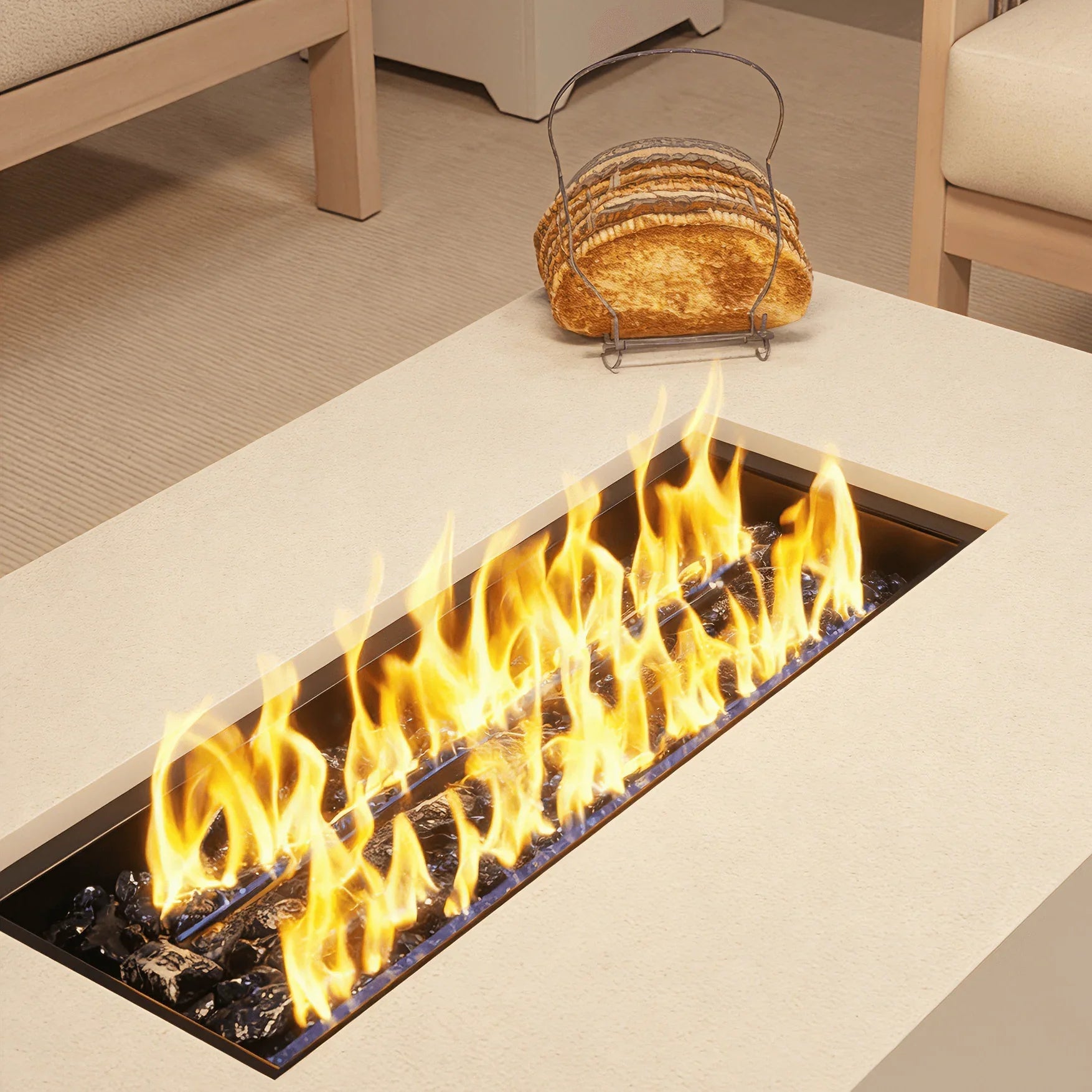 4 seat eucalyptus outdoor fire pit furniture set - Image 4