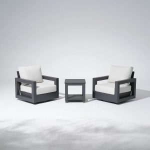 Aluminum Outdoor Swivel Chairs with Side Table Set