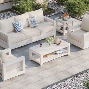 Alternative view of Aluminum Outdoor Sofa Set with Swivel Chairs and Tables