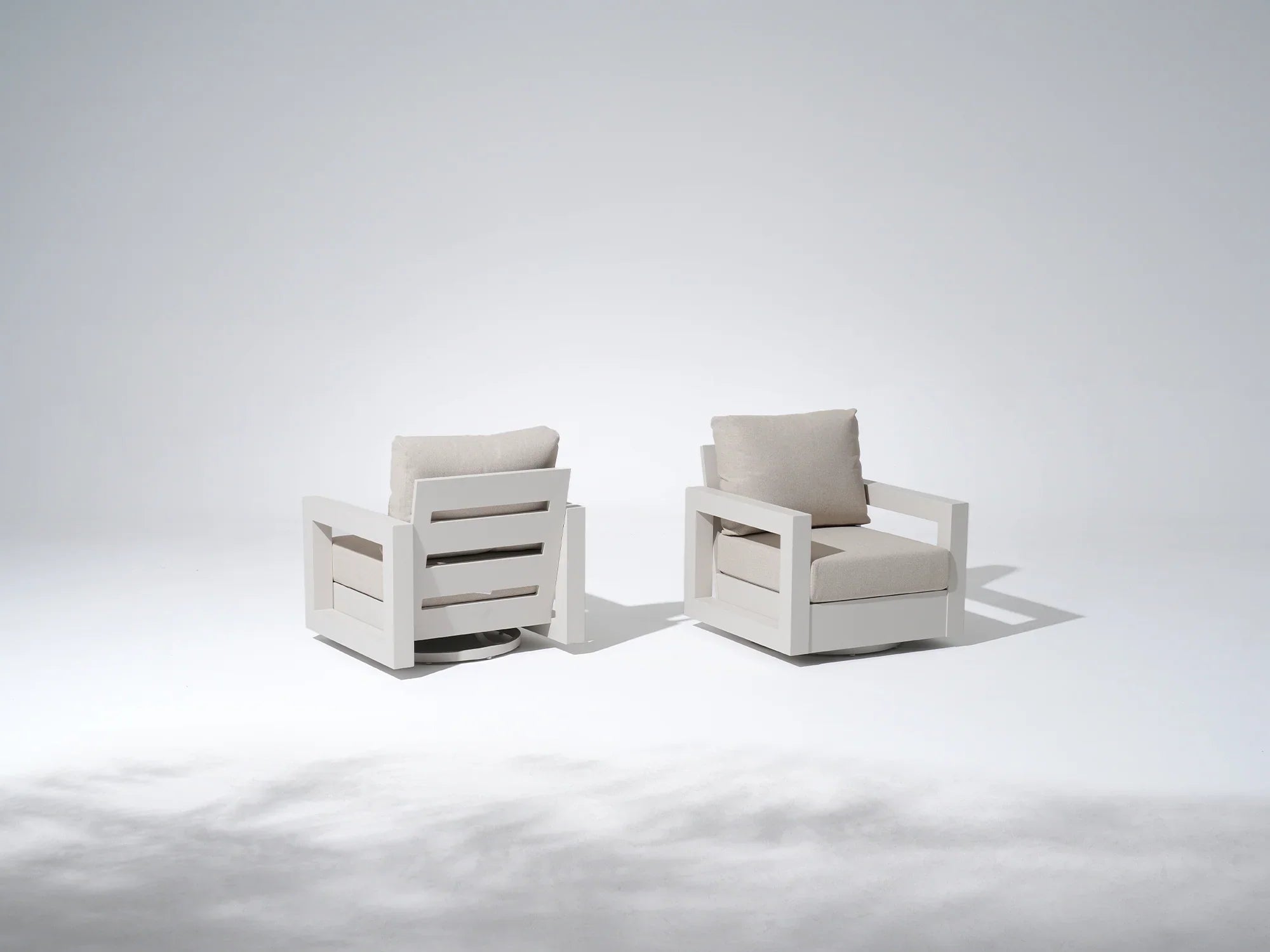 Aluminum Outdoor Sofa Set with Swivel Chairs and Tables - Image 3